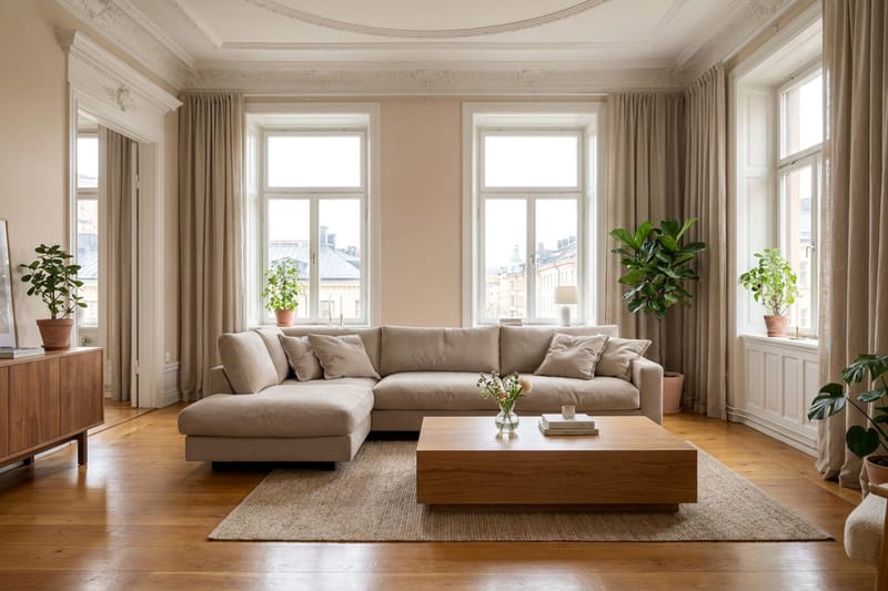 Valencia Ekstra Dyb 4-personers Sofa med Chaiselong Venstre - Brun - Møbler - Sofaer - Sofa med chaiselong