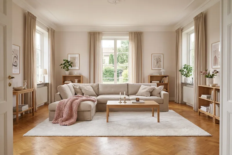 Valencia Ekstra dyb 4-personers sofa med chaiselong venstre - Lysebrun - Møbler - Sofaer - Sofa med chaiselong