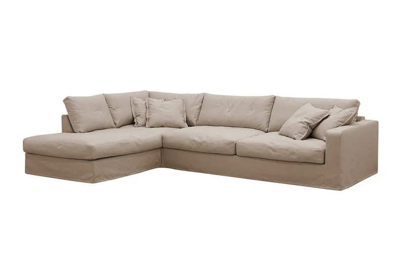 Valencia Ekstra dyb 4-personers sofa med chaiselong venstre - Lysebrun - Møbler - Sofaer - Sofa med chaiselong