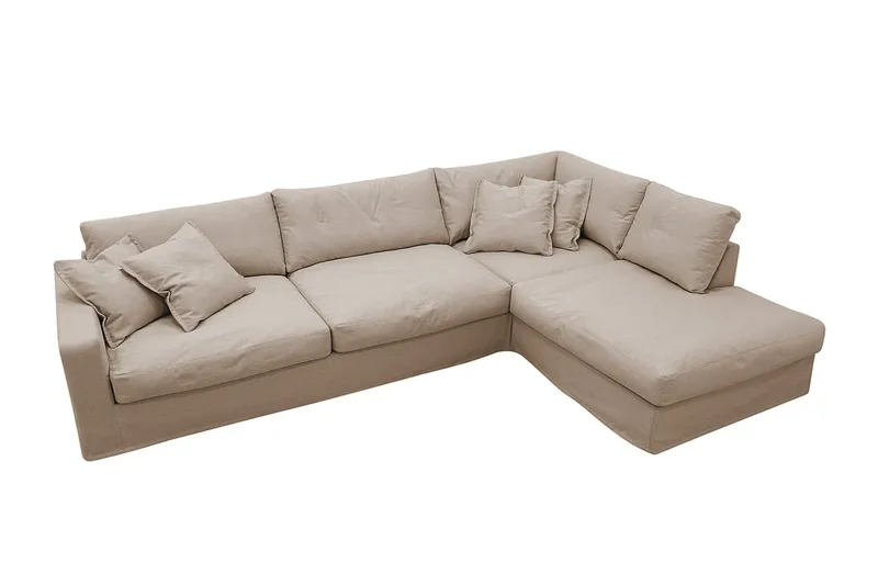 Valencia ekstra dyb 4-personers sofa med chaiselong til højre - Lysebrun - Møbler - Sofaer - Sofa med chaiselong