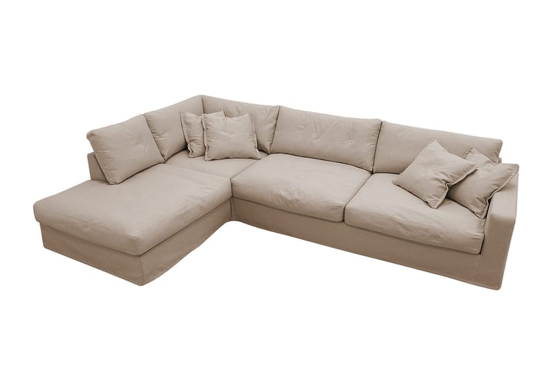 Valencia Ekstra dyb 4-personers sofa med chaiselong venstre - Lysebrun - Møbler - Sofaer - Sofa med chaiselong