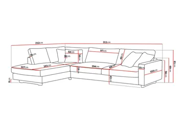 Valencia Ekstra Dyb 4-personers Sofa med Chaiselong Venstre - Offwhite - Møbler - Sofaer - Sofa med chaiselong
