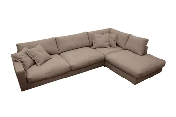 Valencia Ekstra Dyb 4-personers Sofa med Chaiselong Højre - Mørkebrun - Møbler - Sofaer - Sofa med chaiselong