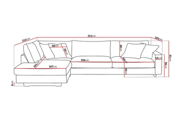 Valencia Ekstra Dyb 4-personers Sofa med Chaiselong Venstre - Offwhite - Møbler - Sofaer - Sofa med chaiselong