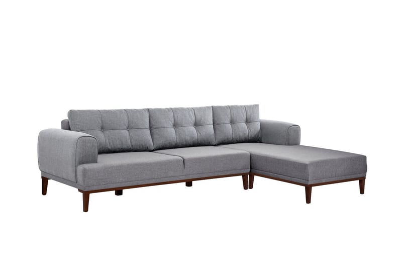 Valsot 4-personers Sofa med Chaiselong, Grå