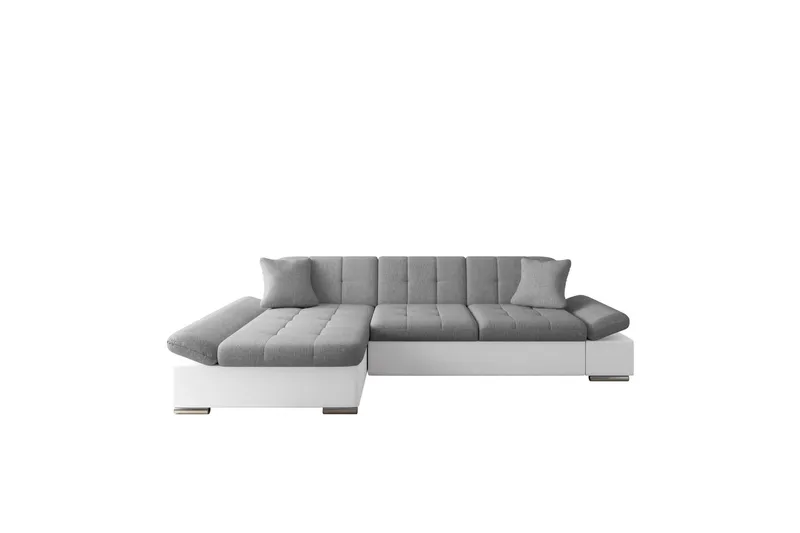 Vananda Sofa med Chaiselong 3-personers i Kunstlæder - Hvid / Grå - Møbler - Sofaer - Sofa med chaiselong