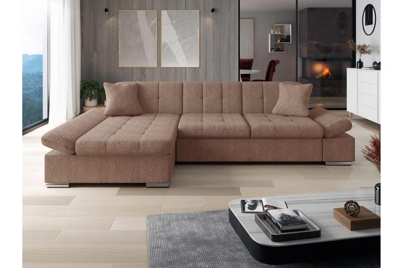 Vananda Sofa med Chaiselong 3-personers i Bouclé - Rosa - Møbler - Sofaer - Sofa med chaiselong