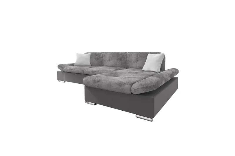 Vananda Sofa med Chaiselong 3-personers i Fløjl, Mørkegrå / Lysegrå