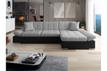 Vananda Sofa med Chaiselong 3-personers i Kunstlæder - Sort / Grå - Møbler - Sofaer - Sofa med chaiselong