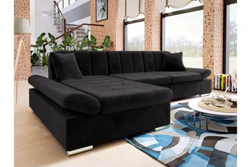Vananda Soffa med Divan 3-personers - Sort - Møbler - Sofaer - Sovesofaer - Sovesofa chaiselong