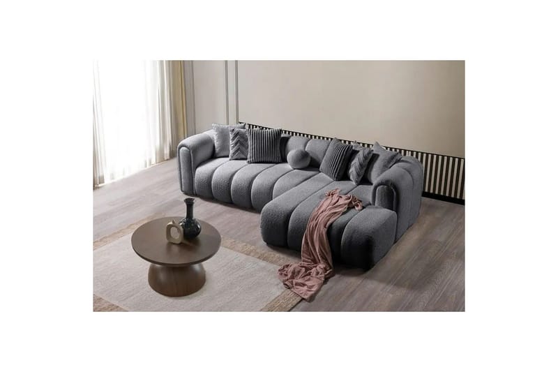 Varrel Sofa med divan 3-personers - Mørkegrå - Møbler - Sofaer - Sofa med chaiselong