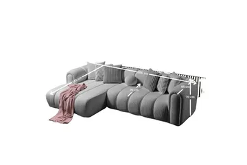 Varrel Sofa med divan 3-personers - Grå - Møbler - Sofaer - Sofa med chaiselong