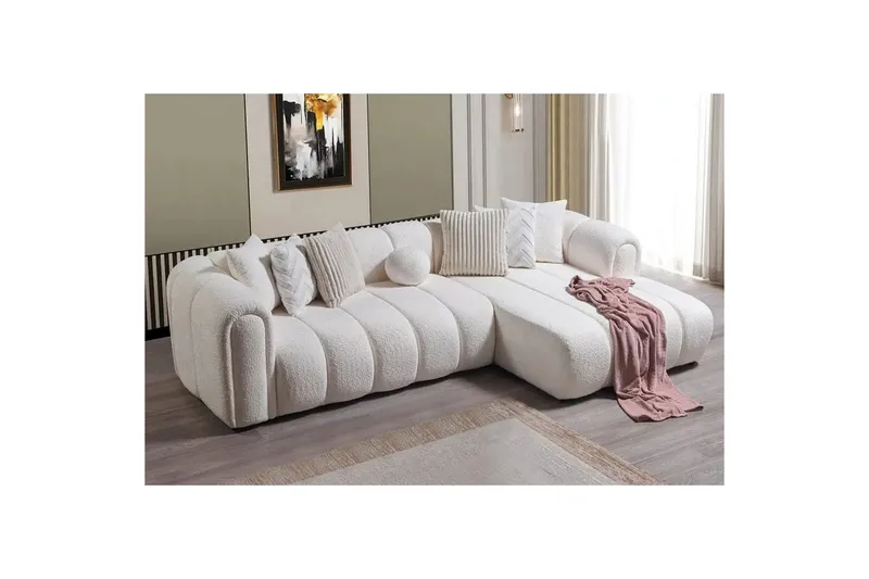 Varrel Sofa med divan 3-personers - Hvid - Møbler - Sofaer - Sofa med chaiselong