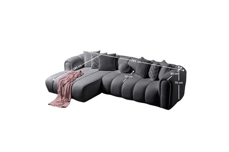 Varrel Sofa med divan 3-personers - Mørkegrå - Møbler - Sofaer - Sofa med chaiselong