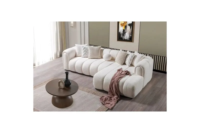 Varrel Sofa med divan 3-personers - Hvid - Møbler - Sofaer - Sofa med chaiselong