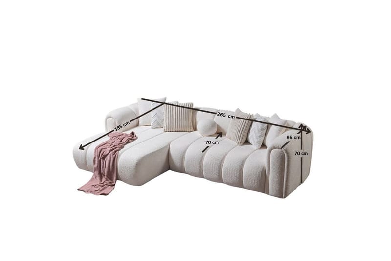Varrel Sofa med divan 3-personers - Hvid - Møbler - Sofaer - Sofa med chaiselong