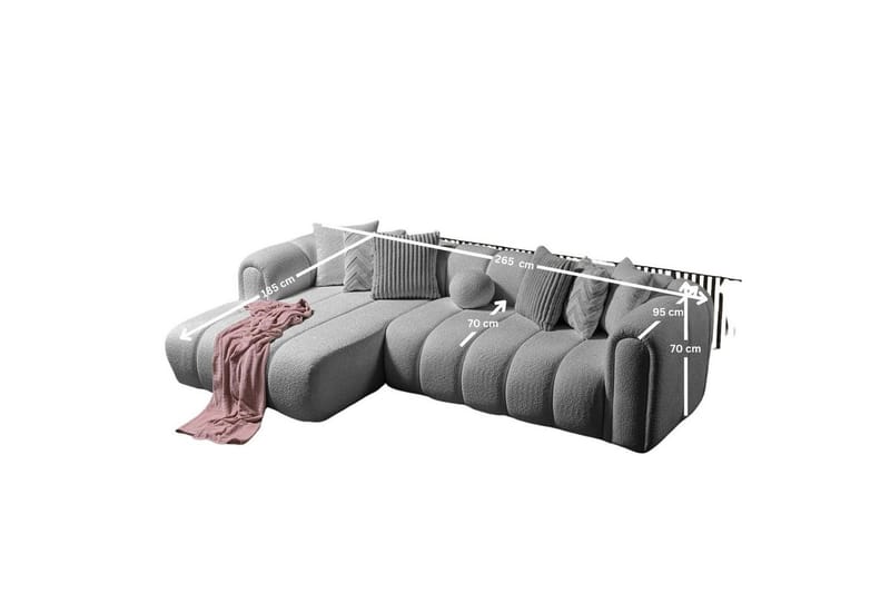 Varrel Sofa med divan 3-personers - Grå - Møbler - Sofaer - Sofa med chaiselong