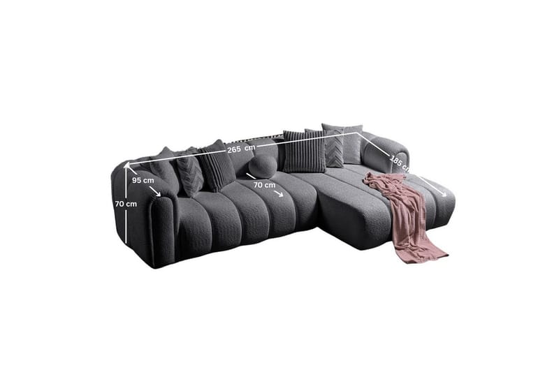 Varrel Sofa med divan 3-personers - Mørkegrå - Møbler - Sofaer - Sofa med chaiselong