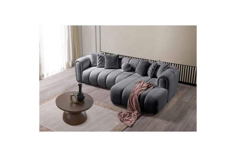 Varrel Sofa med divan 3-personers - Mørkegrå - Møbler - Sofaer - Sofa med chaiselong