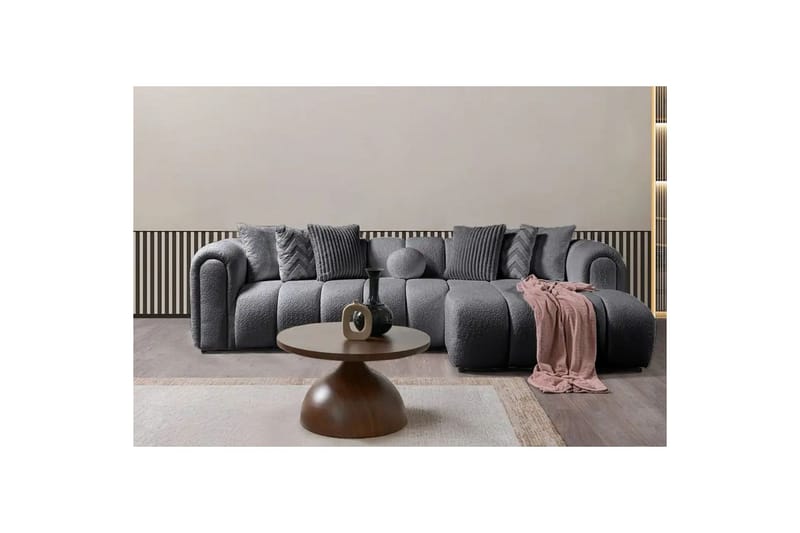 Varrel Sofa med divan 3-personers - Mørkegrå - Møbler - Sofaer - Sofa med chaiselong