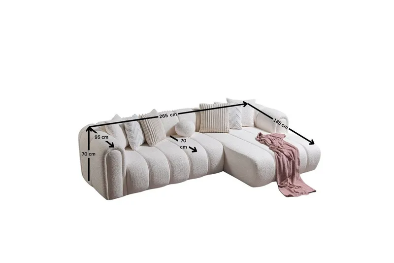 Varrel Sofa med divan 3-personers - Hvid - Møbler - Sofaer - Sofa med chaiselong