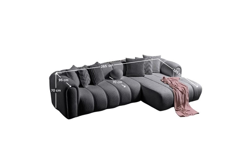 Varrel Sofa med divan 3-personers - Mørkegrå - Møbler - Sofaer - Sofa med chaiselong