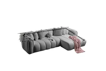 Varrel Sofa med divan 3-personers - Grå - Møbler - Sofaer - Sofa med chaiselong