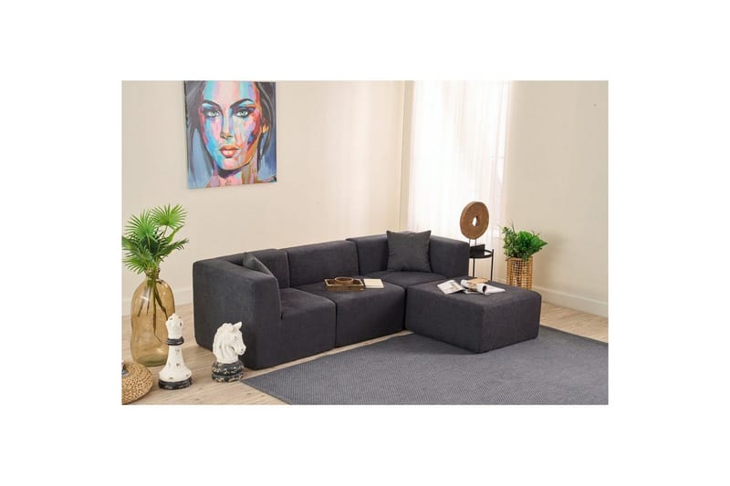 Veyno Sofa med Divan 3-sits - Antracit - Møbler - Sofaer - Sofa med chaiselong
