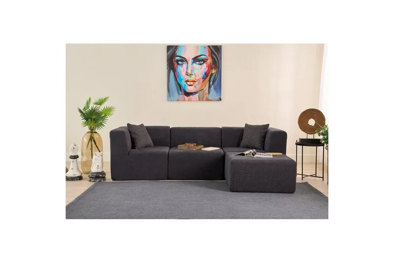 Veyno Sofa med Divan 3-sits - Antracit - Møbler - Sofaer - Sofa med chaiselong
