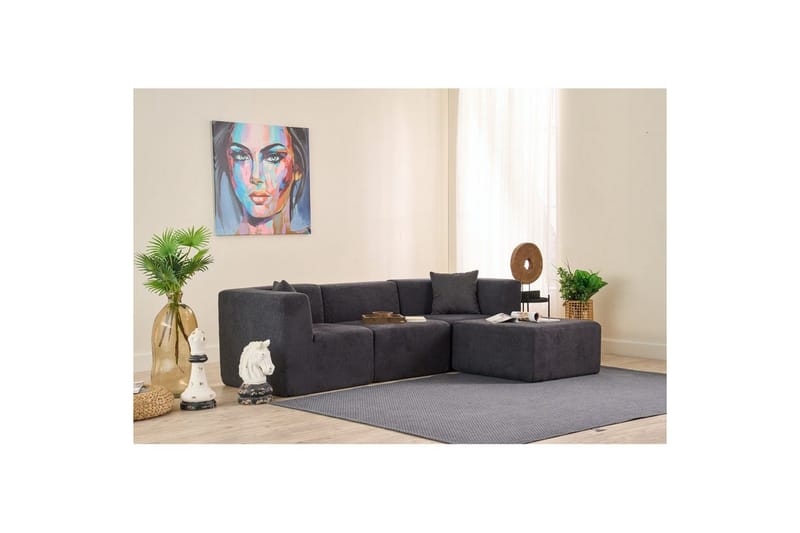 Veyno Sofa med Divan 3-sits - Antracit - Møbler - Sofaer - Sofa med chaiselong
