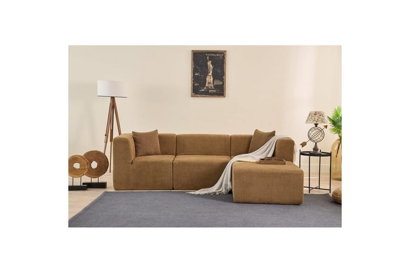 Veyno Sofa med Divan 3-sits - Brun - Møbler - Sofaer - Sofa med chaiselong