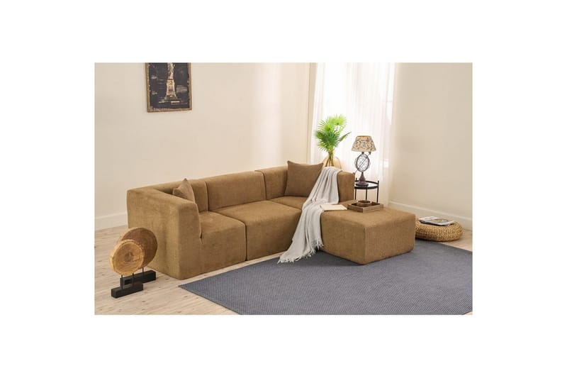 Veyno Sofa med Divan 3-sits - Brun - Møbler - Sofaer - Sofa med chaiselong