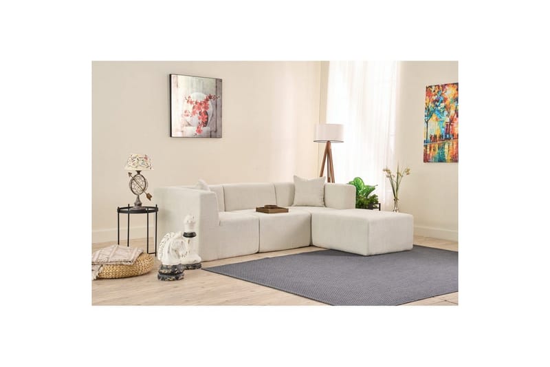 Veyno Sofa med Divan 3-sits - Creme - Møbler - Sofaer - Sofa med chaiselong