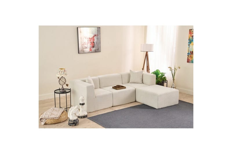 Veyno Sofa med Divan 3-sits - Creme - Møbler - Sofaer - Sofa med chaiselong