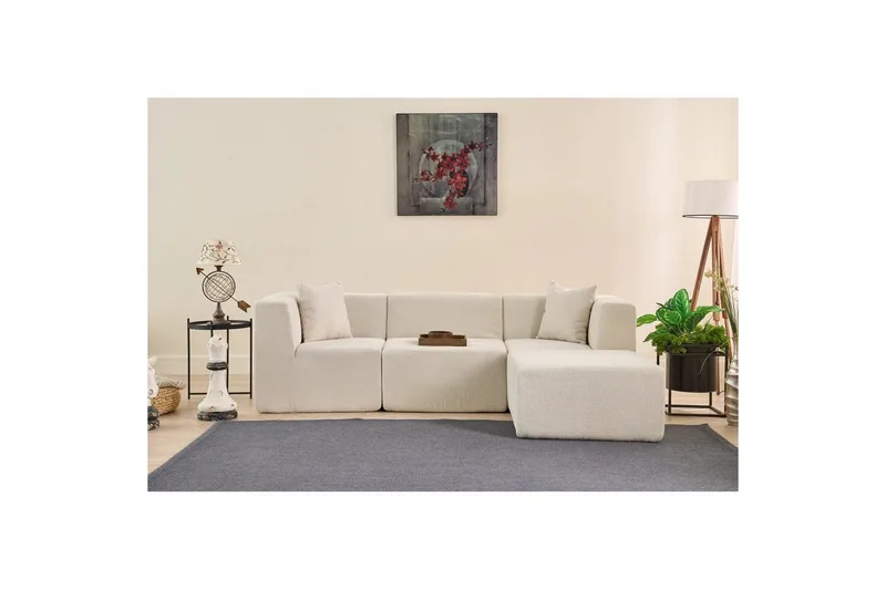 Veyno Sofa med Divan 3-sits - Creme - Møbler - Sofaer - Sofa med chaiselong