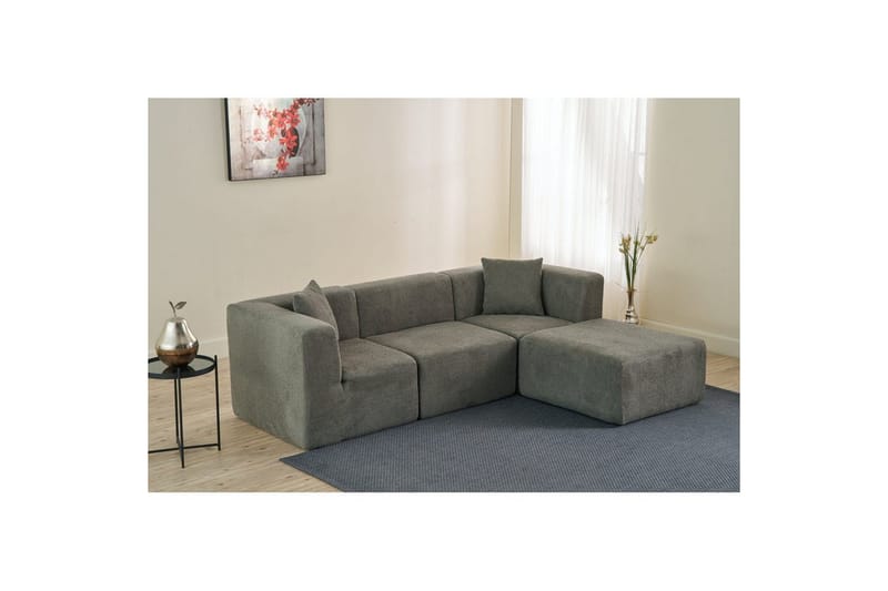 Veyno Sofa med Divan 3-sits - Grå - Møbler - Sofaer - Sofa med chaiselong