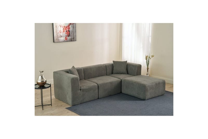 Veyno Sofa med Divan 3-sits - Grå - Møbler - Sofaer - Sofa med chaiselong