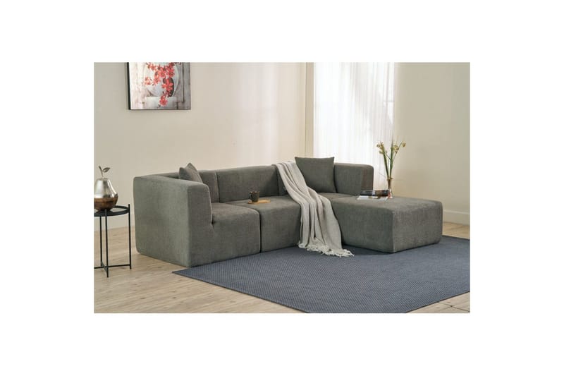 Veyno Sofa med Divan 3-sits - Grå - Møbler - Sofaer - Sofa med chaiselong