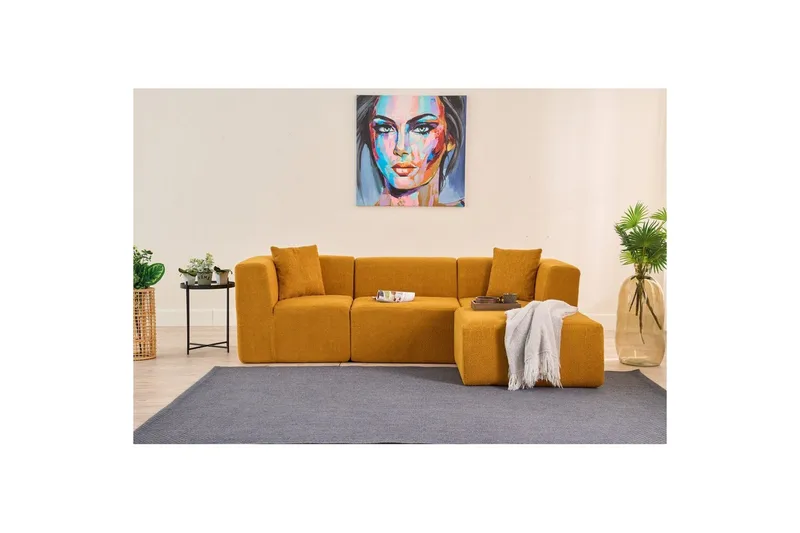 Veyno Sofa med Divan 3-sits - Orange - Møbler - Sofaer - Sofa med chaiselong