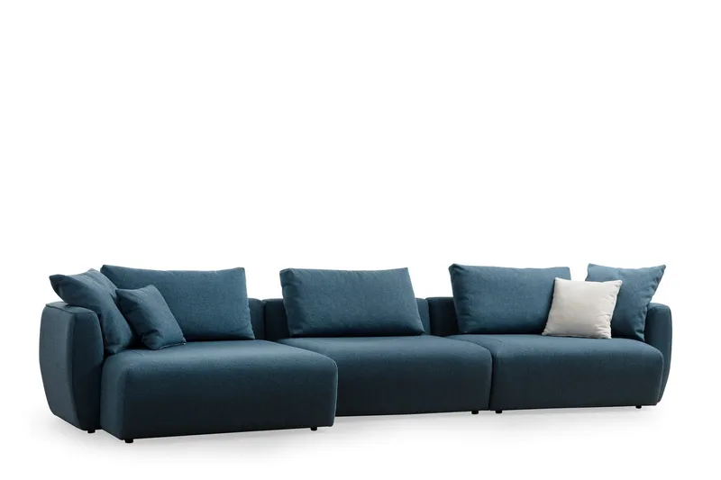 Viimse 3-personers Venstrevendt Sofa med Chaiselong 365 cm i Stof, Blå