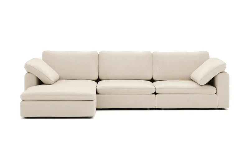 Visby 4-personers L-formet dyb vendbar sofa med chaiselong i stof, Beige