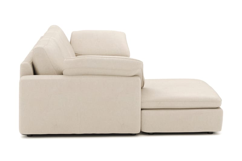Visby 4-personers L-formet dyb vendbar sofa med chaiselong i stof - Beige - Møbler - Sofaer - Sofa med chaiselong