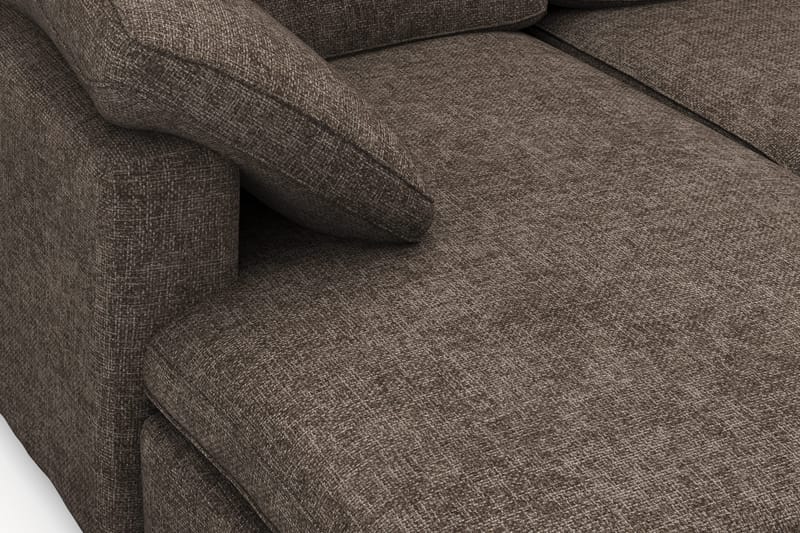 Visby 4-personers L-formet dyb vendbar sofa med chaiselong i stof - Mørkebrun - Møbler - Sofaer - Sofa med chaiselong
