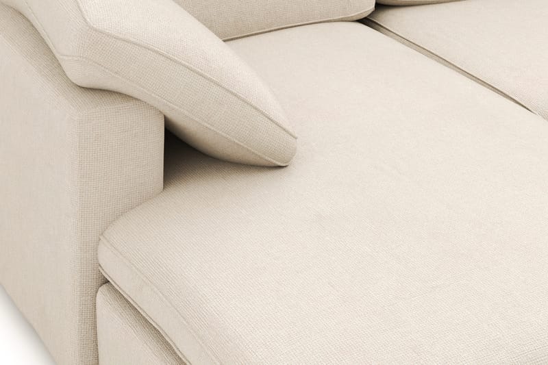 Visby 4-personers L-formet dyb vendbar sofa med chaiselong i stof - Beige - Møbler - Sofaer - Sofa med chaiselong