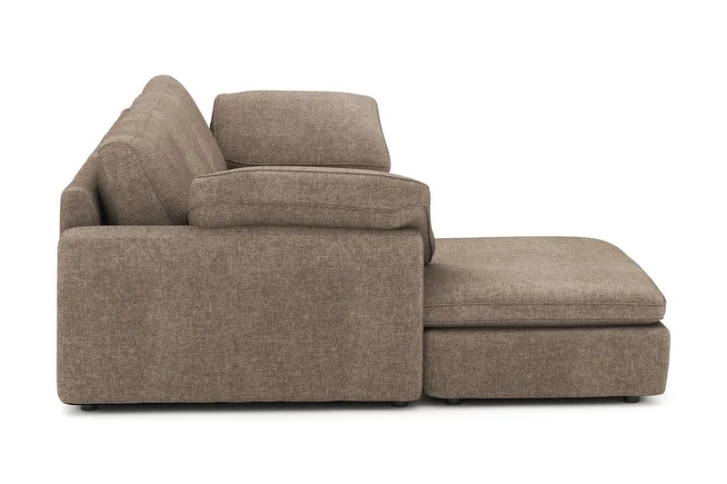 Visby 4-personers L-formet dyb vendbar sofa med chaiselong i stof - Brun - Møbler - Sofaer - Sofa med chaiselong