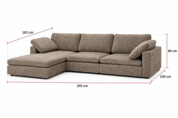 Visby 4-personers dyb L-formet vendbar sofa med divan i stof - Brun - Møbler - Sofaer - Sofa med chaiselong