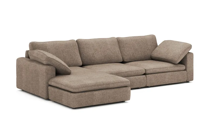 Visby 4-personers L-formet dyb vendbar sofa med chaiselong i stof - Brun - Møbler - Sofaer - Sofa med chaiselong
