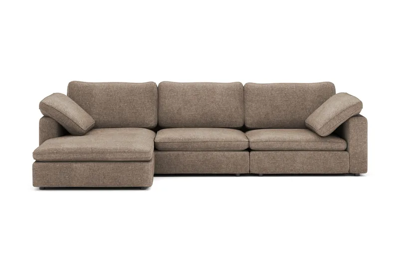 Visby 4-personers L-formet dyb vendbar sofa med chaiselong i stof - Brun - Møbler - Sofaer - Sofa med chaiselong