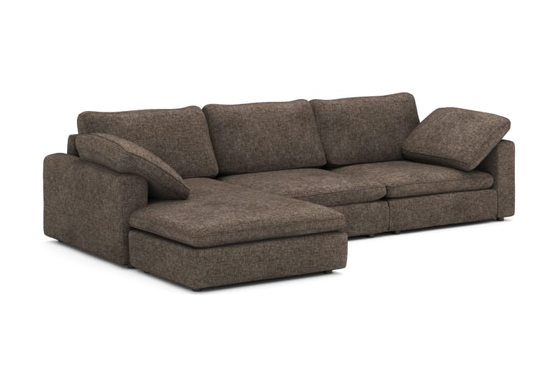 Visby 4-personers L-formet dyb vendbar sofa med chaiselong i stof - Mørkebrun - Møbler - Sofaer - Sofa med chaiselong