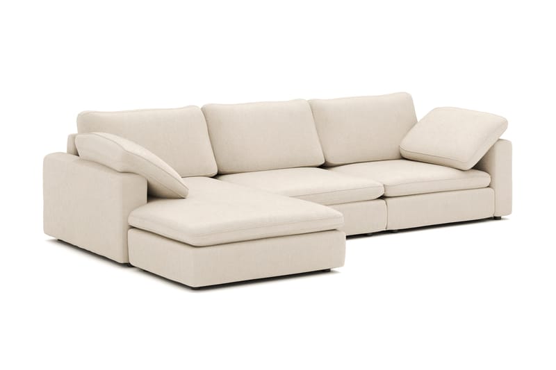 Visby 4-personers L-formet dyb vendbar sofa med chaiselong i stof - Beige - Møbler - Sofaer - Sofa med chaiselong
